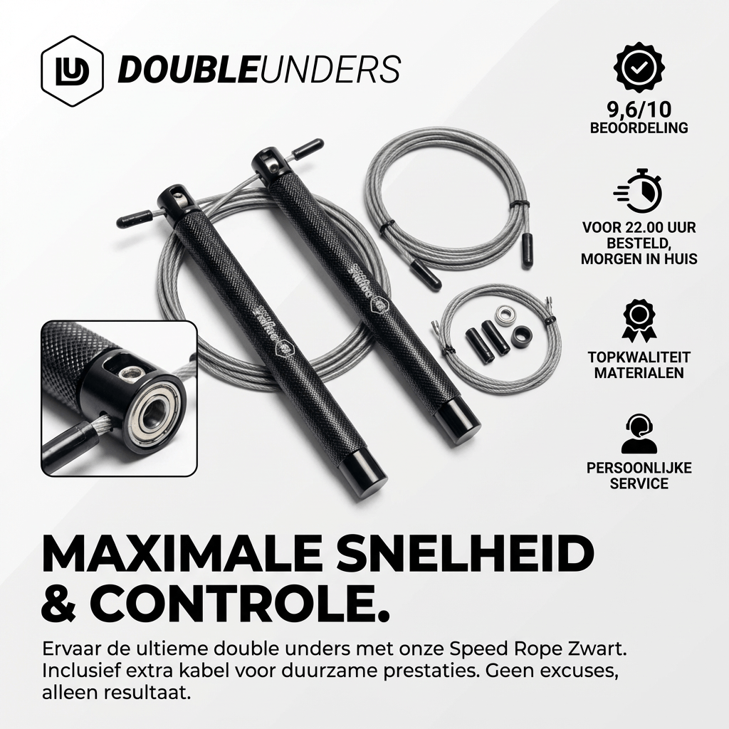 Speed Rope Zwart + Extra Kabel | Doubleunders